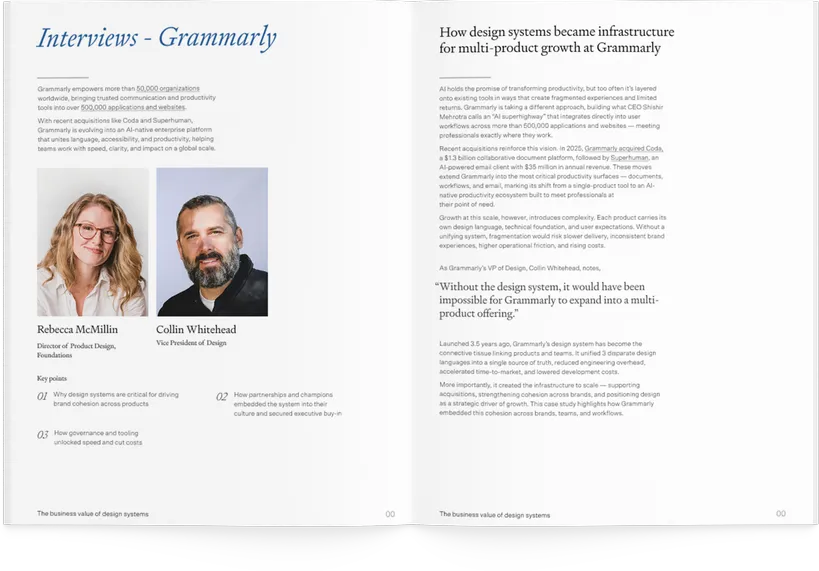 Report spread — Interviews, Grammarly