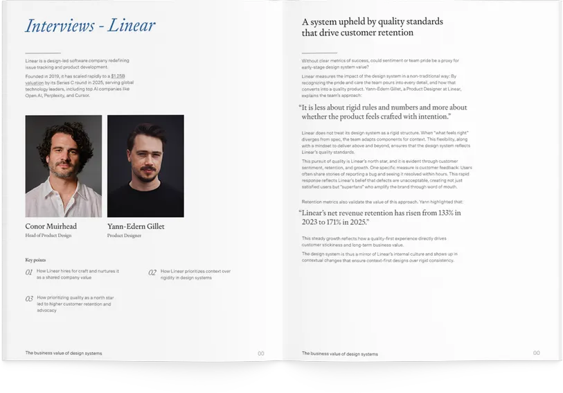 Report spread — Interviews, Linear